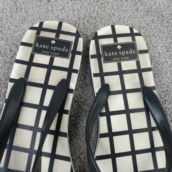 Kate Spade New York Womens 9 Shoes Thong Flip Flop Sandals Slip On Black Check - Picture 8 of 9